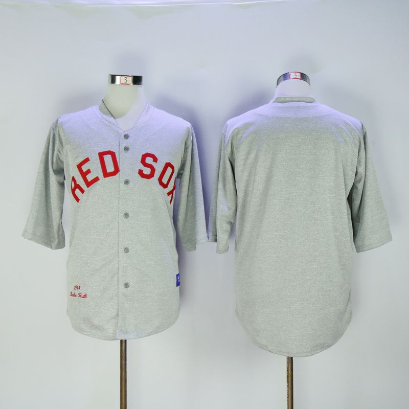 Men Boston Red Sox Blank Grey Throwback 1914 MLB Jerseys->boston red sox->MLB Jersey